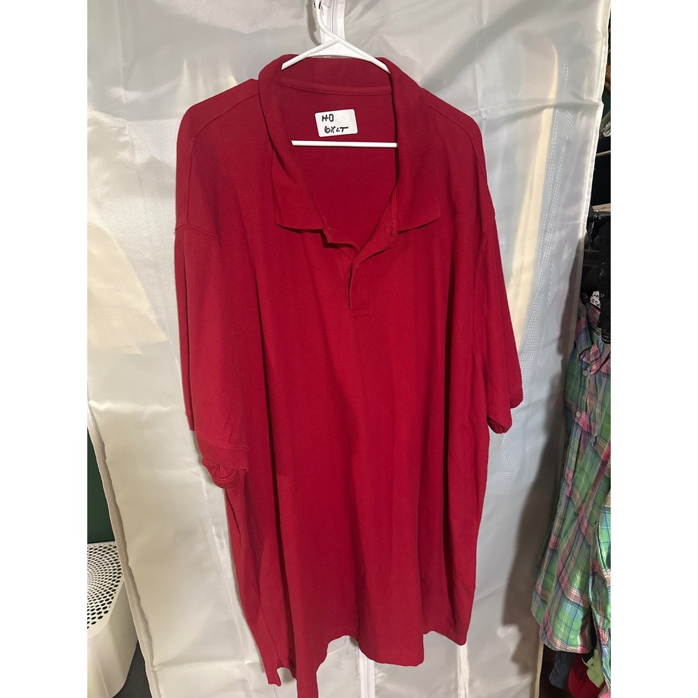 Harbor Bay Mens 6XLT Red Short Sleeve Pique Polo Shirt Big and Tall Classic Fit